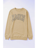 Azura Exchange Leopard Letter Print Oversized Pullover Sweatshirt - S