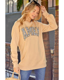 Azura Exchange Leopard Letter Print Oversized Pullover Sweatshirt - S