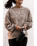 Azura Exchange Leopard Print Crew Neck Sweatshirt - M