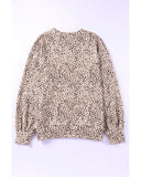 Azura Exchange Leopard Print Crew Neck Sweatshirt - M