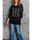 Azura Exchange Thankful Heart Print Sweatshirt - M