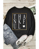 Azura Exchange Thankful Heart Print Sweatshirt - M
