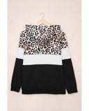 Azura Exchange Leopard Splicing Kangaroo Pocket Hoodie - M