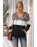 Azura Exchange Leopard Splicing Kangaroo Pocket Hoodie - M