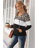 Azura Exchange Leopard Splicing Kangaroo Pocket Hoodie - M