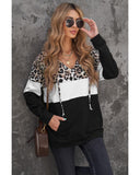 Azura Exchange Leopard Splicing Kangaroo Pocket Hoodie - M