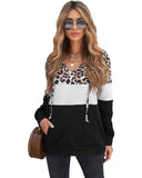 Azura Exchange Leopard Splicing Kangaroo Pocket Hoodie - M