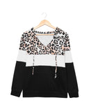 Azura Exchange Leopard Splicing Kangaroo Pocket Hoodie - M