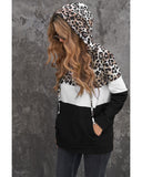 Azura Exchange Leopard Splicing Kangaroo Pocket Hoodie - M