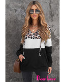 Azura Exchange Leopard Splicing Kangaroo Pocket Hoodie - M