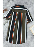 Azura Exchange Striped Short Sleeve Button Shirt - XL