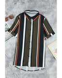 Azura Exchange Striped Short Sleeve Button Shirt - XL