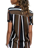 Azura Exchange Striped Short Sleeve Button Shirt - XL