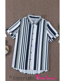 Azura Exchange Striped Short Sleeve Button Shirt - XL