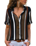 Azura Exchange Striped Short Sleeve Button Shirt - XL