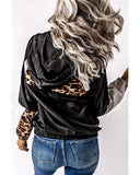 Azura Exchange Contrast Stitching Hoodie with Leopard Print - M