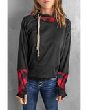 Azura Exchange Plaid Double Hoods Thumb Hole Hoodie - S