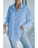 Azura Exchange Swiss Dot Buttoned Pocket Long Sleeve Shirt in 100% Polyester - 2XL