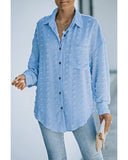 Azura Exchange Swiss Dot Buttoned Pocket Long Sleeve Shirt in 100% Polyester - 2XL