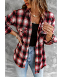 Azura Exchange Plaid Shacket with Buttons Pockets - S