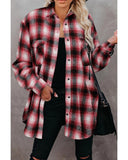 Azura Exchange Plaid Shacket with Buttons Pockets - S