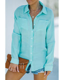 Azura Exchange Long Sleeve Buttoned Shirt with Pocket - 2XL