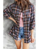Azura Exchange Long Sleeve Plaid Shirt with Pocket Buttons - S