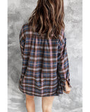 Azura Exchange Long Sleeve Plaid Shirt with Pocket Buttons - S