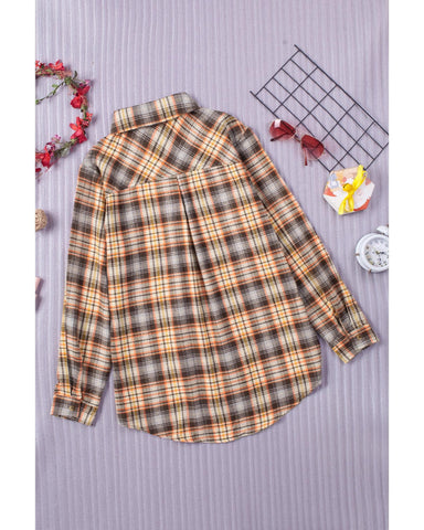 Azura Exchange Plaid Print Buttoned Shirt - S