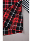 Azura Exchange Plaid Splicing Hit Color Pockets Long Sleeve Shirt - XL