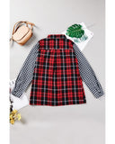 Azura Exchange Plaid Splicing Hit Color Pockets Long Sleeve Shirt - XL