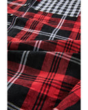 Azura Exchange Plaid Splicing Hit Color Pockets Long Sleeve Shirt - XL