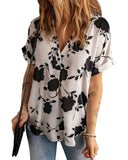 Azura Exchange Printed Short Sleeve Blouse - S