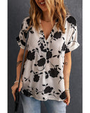 Azura Exchange Printed Short Sleeve Blouse - S