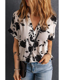 Azura Exchange Printed Short Sleeve Blouse - S