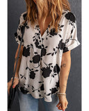 Azura Exchange Printed Short Sleeve Blouse - S