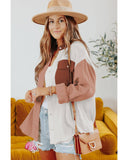 Azura Exchange Textured Color Block Long Sleeve Shirt with Pocket - XL