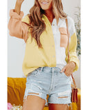 Azura Exchange Textured Color Block Long Sleeve Shirt with Pocket - S