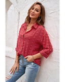 Azura Exchange Button Fuzzy Polka Dot Shirt - M