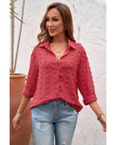 Azura Exchange Button Fuzzy Polka Dot Shirt - M