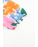 Azura Exchange Floral Print Ruffle Trim Puff Sleeve Shirt - XL