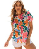 Azura Exchange Floral Print Ruffle Trim Puff Sleeve Shirt - XL