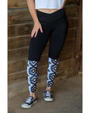 Azura Exchange Crossover High Waist Aztec Print Patchwork Leggings - M