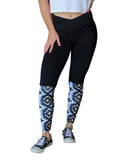 Azura Exchange Crossover High Waist Aztec Print Patchwork Leggings - S