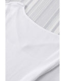 Azura Exchange Ribbed Knit Square Neck Short Sleeve Top - M