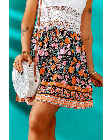 Azura Exchange Floral Print A-line Mini Skirt - S