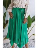 Azura Exchange Asymmetric Flounce Belted Maxi Skirt - L