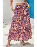 Azura Exchange Boho Floral Print High Waist Maxi Skirt - XL