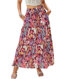 Azura Exchange Boho Floral Print High Waist Maxi Skirt - XL