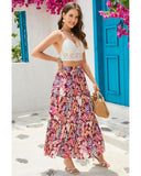 Azura Exchange Boho Floral Print High Waist Maxi Skirt - XL